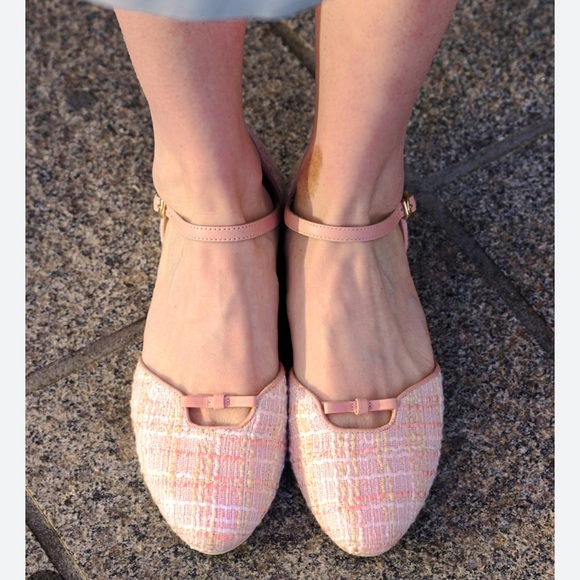 Charlie Stone Shoes - Pink Tweed Flats